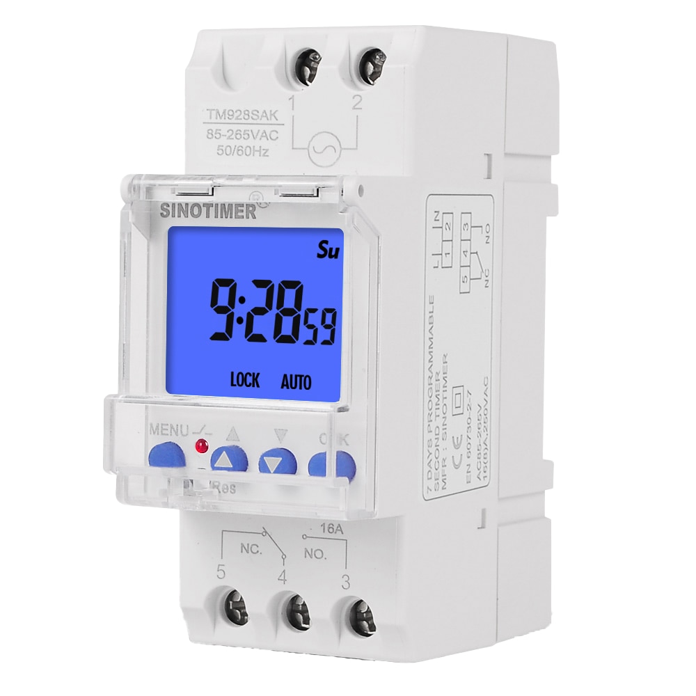 res_fc1aca2258a446615e5d40b9033f534d Releu digital cu temporizator, Sinotimer, temporizator, intrerupator, programabila, iluminata, 230V, 16A, TM928SKL