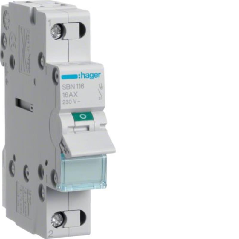 Switch, Hager, 1 modul, 50/60Hz, Gri
