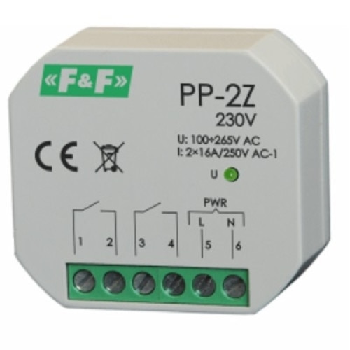 Releu electromagnetic, F&F, PP-2Z, 230V, IP 20, Alb