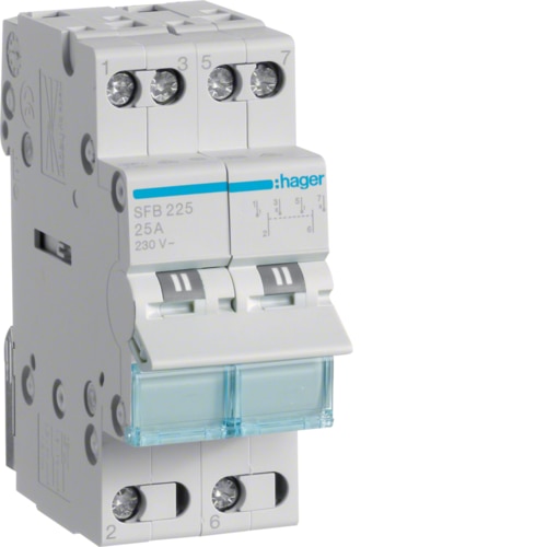 Comutator modular Hager SFB225, 1-0-2 25A 2P