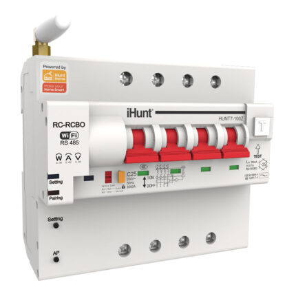 Siguranta automata inteligenta cu contorizare iHunt Home WIFI Smart Metering Leakage Circuit Breaker 4P 100A, WiFi, 4 poli, 3P+N, 100A, iHunt Home App