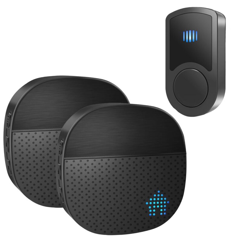Sonerie Fara Fir/ Wireless, BYONDSELF®, 2 Receptoare, cu Distanta 300m, IP55, 110db, 55 Melodii, 5 Trepte Volum, Negru