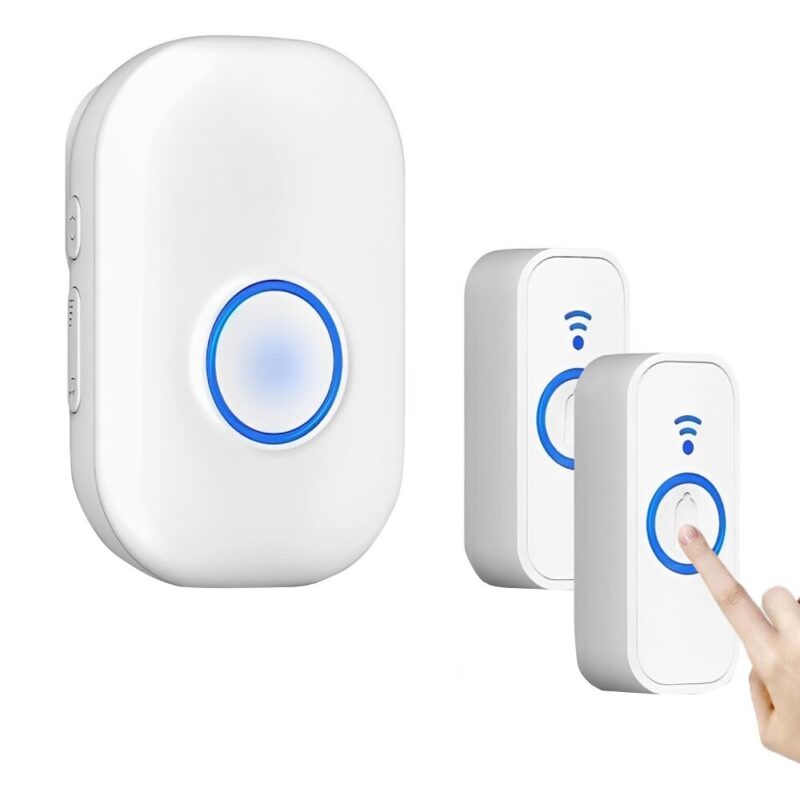 Sonerie Fara Fir/ Wireless, BYONDSELF®, 1 Receptor si 2 Transmitatoare, 4 Trepte Volum Pana la 85 dB, 58 De Melodii, Rezistenta Apa, 300m, Alb