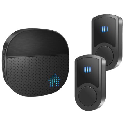 Sonerie Fara Fir/ Wireless, BYONDSELF®, 2 Emitatoare, cu Distanta 300m, IP55, 110db, 55 Melodii, 5 Trepte Volum, Negru