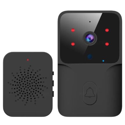 Sonerie Fara fir Wireless Kimystam®, Transmitator video cu vedere nocturna, WIFI, Control la distanta prin aplicatie dedicata, 19 melodii disponibile, 4 trepte de volum, Raza de actiune pana la 150m, Cu microfon bidirectional, Negru