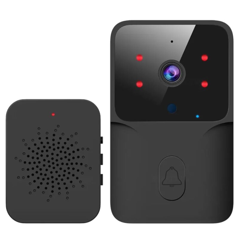 Sonerie Fara fir Wireless Kimystam®, Transmitator video cu vedere nocturna, WIFI, Control la distanta prin aplicatie dedicata, 19 melodii disponibile, 4 trepte de volum, Raza de actiune pana la 150m, Cu microfon bidirectional, Negru