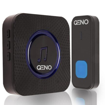 Sonerie Fara Fir Wireless Qeno® Distanta 300 M, Fara baterii Incluse, Rezistent La Apa, 5 Trepte Volum Pana la 120 dB, 60 De Melodii, Negru