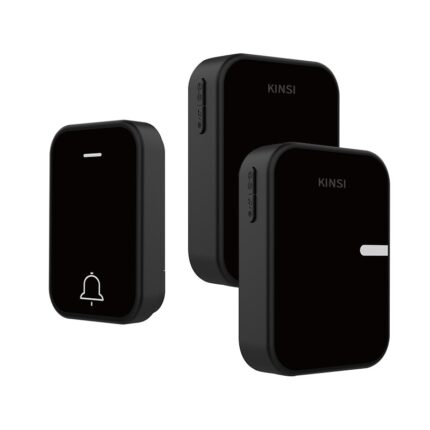 Sonerie Fara Fir/ Wireless KINSI, Volum reglabil 4 nivele, Distanta 200m, 38 Melodii, Alimentare Priza Home, 2 Receptoare, Negru