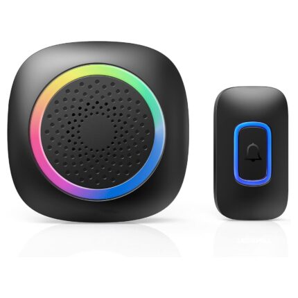 Sonerie Fara Fir Wireless, Zunseat, Lumina RGB, Alimentat cu acumulator, Distanta 400 M, Cu microfon bidirectional, Volum Ajustabil, Negru
