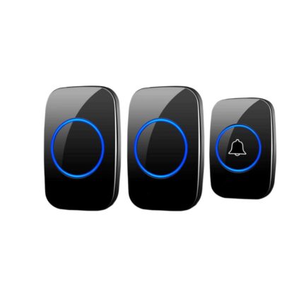 Sonerie wireless, 300 de metri, 5 nivele de volum, 60 de tipuri de tonuri de apel, 1 reflector si 2 receptoare, IP44 rezistent la apa, ZYuuan, negru