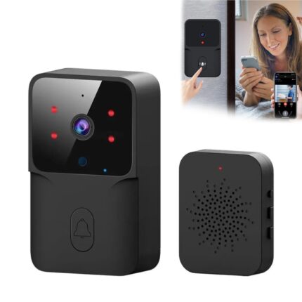 Sonerie wireless cu camera video, ZUNSEATt, Camera video wireless WiFi Tuya, rezolutie video HD 720p, control prin aplicatie, autonomie mare, vedere nocturna, microfon bidirectional, apel vocal si video, Negru