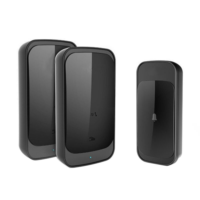 Sonerie Fara Fir/ Wireless, Darklove, 2 Receptoare, Distanta 280m, 58 Melodii, Impermeabil in standardul IP44, Rezistenta la praf, Volum ajustabil, Alimentare Priza Home, Negru