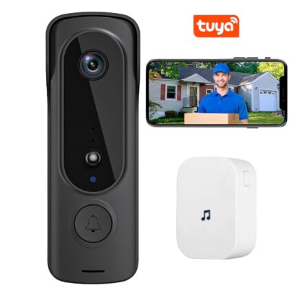 Sonerie Video Inteligenta LONDEMM, 1080P Full HD, Wireless, Smart, Compatibilia Tuya App, Sunet Bidirectional, Night Vision, Detectarea Miscarii, Rezistenta la Apa, Negru