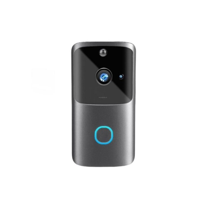 Sonerie Wireless cu Camera Video, Smart, Full HD, Night Vision, senzor IR, reciver Wireless lumini si sonor, Aplicatie control, Gray Black,3x acumulatori 18650 inclusi