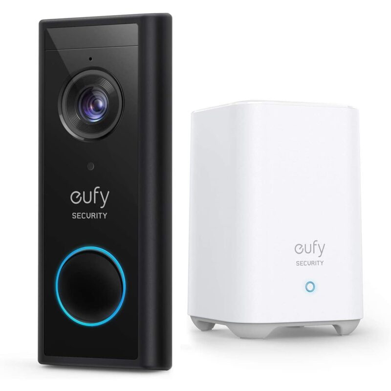 Set sonerie video eufy S220 Doorbel si HomeBase, Wireless, 2K HD, autonomie 6 luni, detectie miscare, Negru