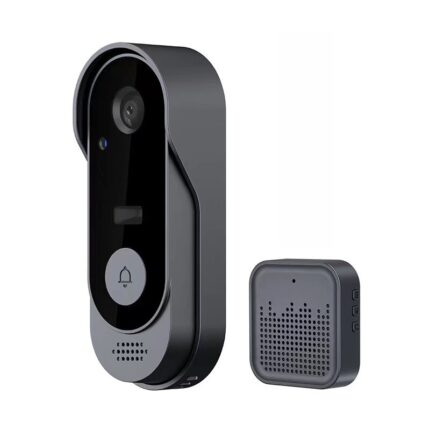 Sonerie video inteligenta, Chucai, Compatibil cu Tuya, Smart Videointerfon, WiFi, Cu Acumulator, Modificare Voce, Inregistrare, Comunicare Bidirectionala, Modul Sonerie Interior Inclus, 125°, Night Vision, Negru