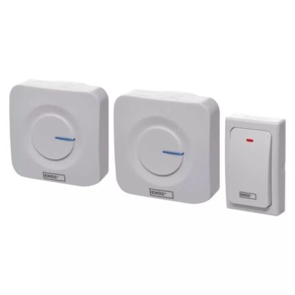 Sonerie wireless Emos AC P5731, 2 sonerii, buton fara baterii, semnalizare luminoasa, 230V AC, 36 tonuri, volum reglabil, 90 dB, 180 m, Alb