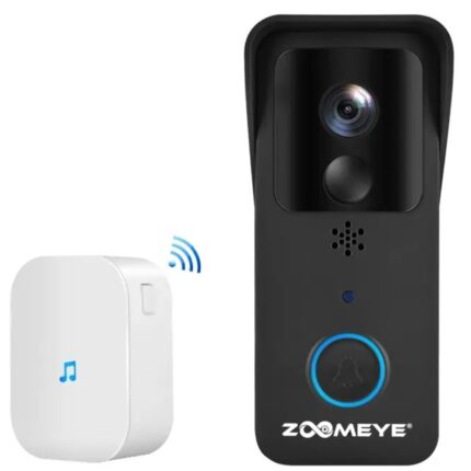 Sonerie inteligenta ZoomEye® Pro 2.4GHz/5GHz Dual-band WiFi cu camera video 2MP FullHD, Night Vision, senzor de miscare IR, comunicare bidirectionala, 52 de tonuri, acumulatori 5200 mAh inclusi, notificari in timp real prin aplicatia Tuya