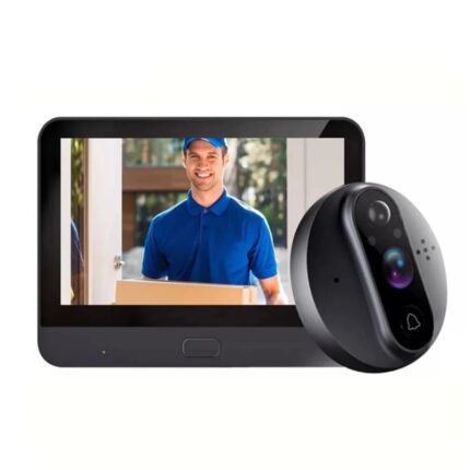 Sonerie video inteligenta, WALALLA, WiFi cu unitate interioara LCD, unghi larg de 140 de grade, ecran de 4.3 inchi, baterie de 5000 mAh, senzor PIR, vedere pe timp de noapte, compatibil cu Tuya