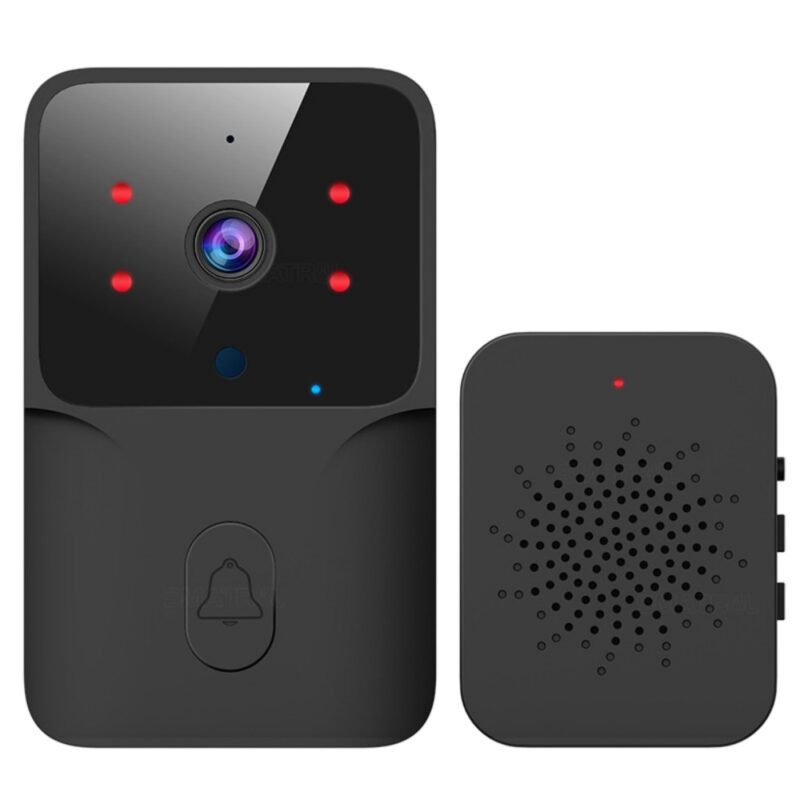 Sonerie wireless cu camera video, JESWO®,2.4GHz WIFI, vedere nocturna, Control la distanta prin aplicatie dedicata, 19 melodii disponibile, 4 trepte de volum, Raza de actiune pana la 150m, Cu microfon bidirectional, Negru