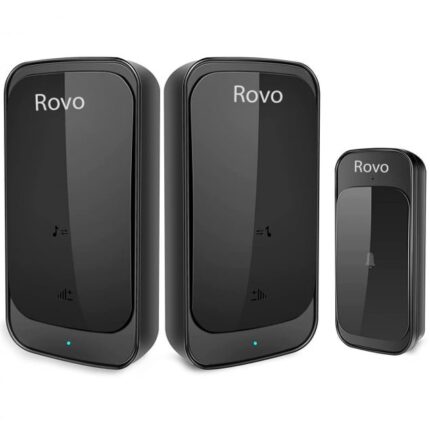 Sonerie fara fir Rovo C03, 2 receptoare 38 tonuri, volum reglabil, 95 dB, IP44, Negru