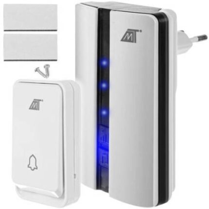 Sonerie Wireless Malatec®, Pentru Usa, Alimentare Direct la Priza 220V, Fara Baterii,150m, IP44,51 sunete polifonice,90 dB, rezistenta la apa, Alb
