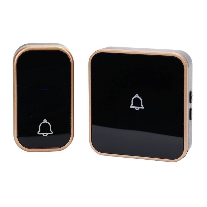 Sonerie Fara Fir/ Wireless SofiaCONCEPT®, Impermeabil in standardul IP57, Distanta 150 m, 36 Melodii polifonice, Alimentare Priza Home, 1 Receptor, Negru/Auriu