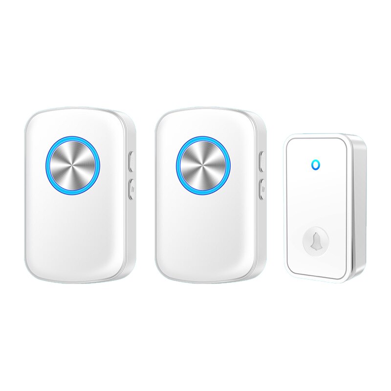 Sonerie Fara Fir Wireless, Xinxu, cu 1 emitatoare si 2 receptor, autoalimentare, Raza mare de actiune 150m, Rezistenta la apa, 60 Melodii, volum reglabil in 5 trepte, Pentru usa/ poarta, Alb