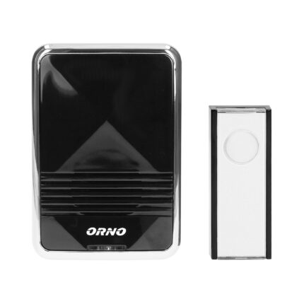 Sonerie wireless ORNO Home Calypso II DC OR-DB-QS-158, 2 x AA, 300 m, 36 tonuri, 3 moduri de semnalizare, IP44, Negru