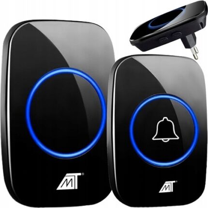 Sonerie electrica fara fir, rezistenta la apa IP44, 60 tonuri, negru, 300m