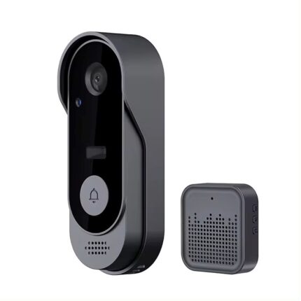 Sonerie video inteligenta, rezolutie 720p, Night vision, rezistenta la apa IP65, Tuya, baterie reincarcabila, Negru