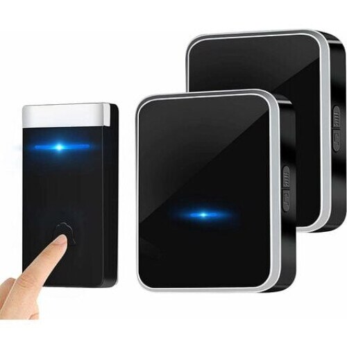 Set Sonerie Wireless/2 receptoare, IP44, 45 de melodii, 150m raza de actiune, Negru