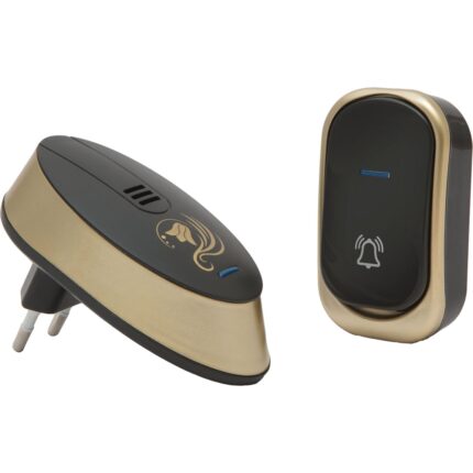 Sonerie wireless Delight, 32 tonuri, 12V, 60-90dB, 100m, Negru/Auriu