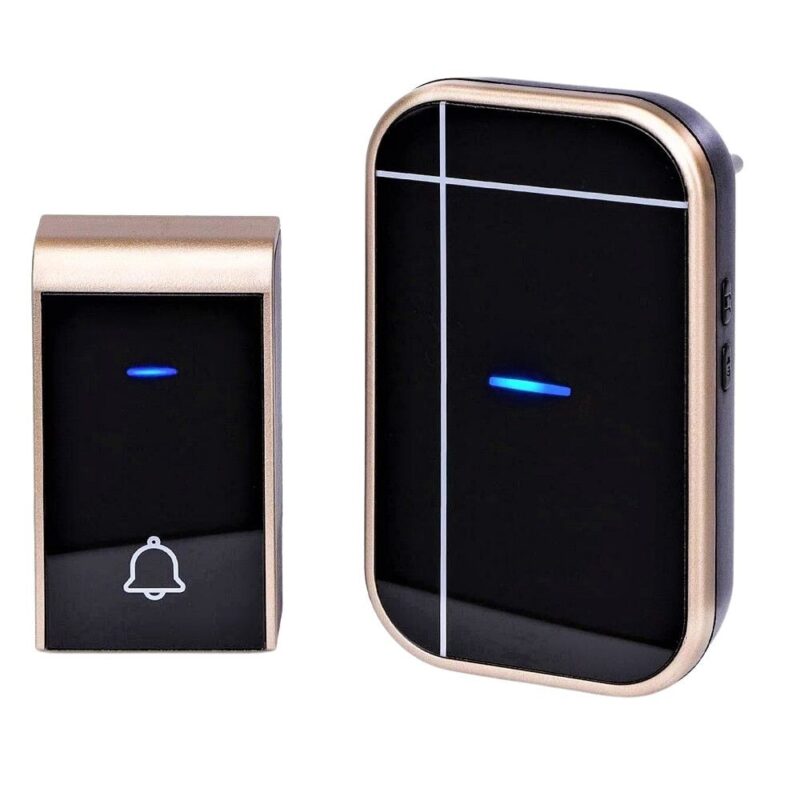 Sonerie Fara Fir/ Wireless SofiaCONCEPT®,Impermeabil in standardul IP44,Distanta 150 m, 36 Melodii polifonice, Alimentare Priza Home, 1 Receptor,auriu/negru