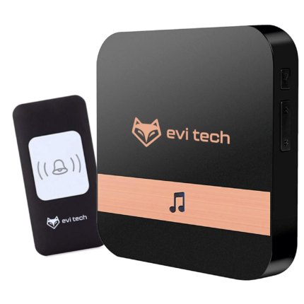 Sonerie fara fir, impermeabila, set receptor + emitator, IP44, 200m, negru