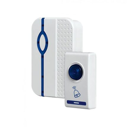 Sonerie fara fir, Plastic, 3V, 32 melodii, Raza 50 m, Alb/Albastru