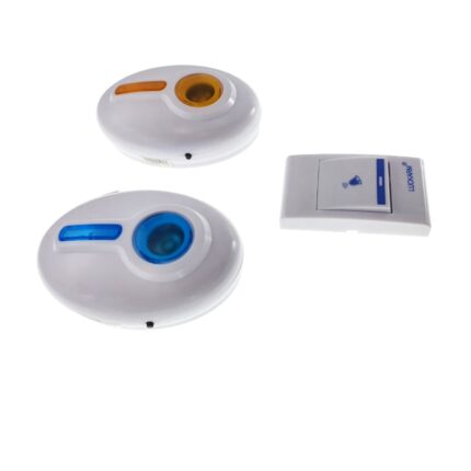 Sonerie Luckarm 7620 fara fir, cu un buton si 2 sonerii cu led, 30 melodii, albastru cu portocaliu