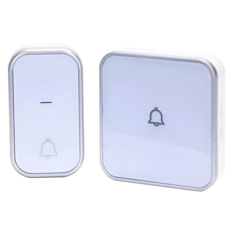 Sonerie Fara Fir SofiaCONCEPT®, Impermeabil in standardul IP57, Distanta 150 m, 36 Melodii polifonice, Alimentare Priza Home, 1 Receptor, White Silvery