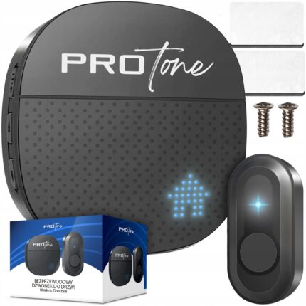 Sonerie electrica wireless, PROtone, IP55, 55 melodii, Raza de actiune 300m, Negru