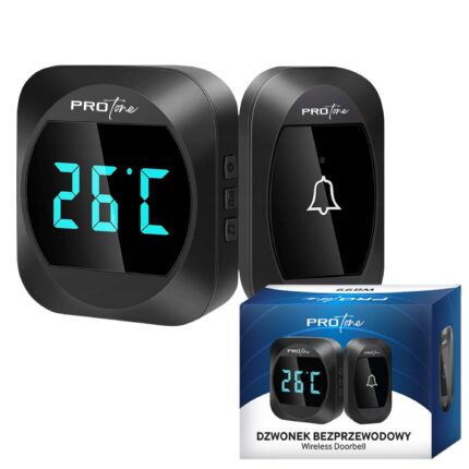 Sonerie Electrica Fara Fir cu Functie Termometru, Rezistenta la Apa si Temperaturi -20 +60°C, Reglabila pe 4 Nivele pana la 100 dB, Raza de Actiune 300m: Solutie Versatila pentru Casa, Birou si Spatii Comerciale