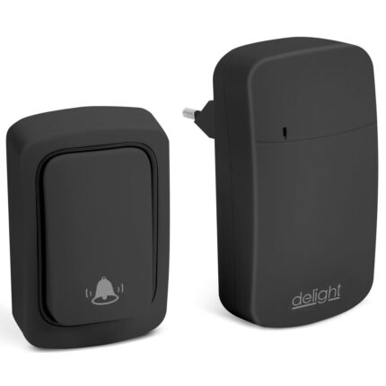 Sonerie wireless Kinetic 55345BK, comutator fara baterii, 38 tonuri, volum reglabil, IP54/IP20, 100m, Negru