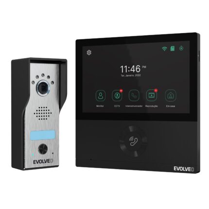 Set videofon WiFi pentru acasa cu control poarta sau usa monitor, EVOLVEO DoorPhone AHD7, negru