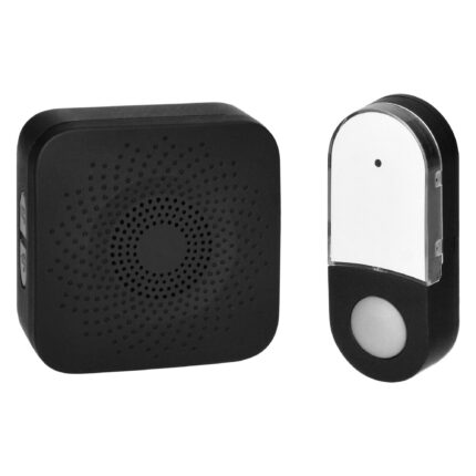 Sonerie wireless ORNO OR-DB-AB-169/B, pentru usa sau poarta, exterior, alimentare la retea, transmitator rezistent la apa IP44, distanta de functionare 150 m, 32 melodii disponibile, kit montaj perete, 1 receptor, negru