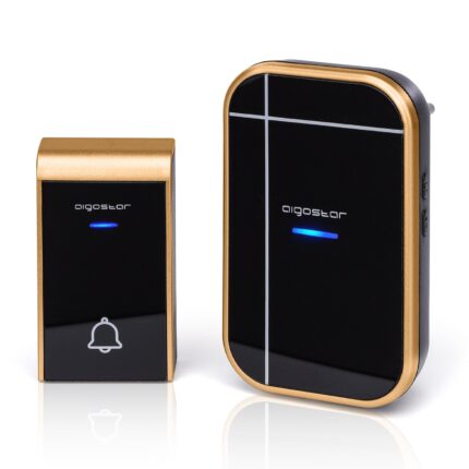 Sonerie wireless AC, Aigostar, 3 niveluri de volum, IP44, Negru/Auriu