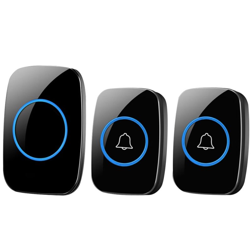 Sonerie wireless 3 in 1, Sundiguer®, 36 de melodii, 4 niveluri de volum, IP44, 300M, LED, 2 Receptor, Negru