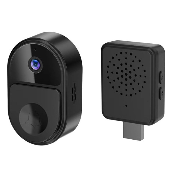 Sonerie Fara Fir Wireless EvoSmart™ V8, Smart Videointerfon, WiFi, Cu Acumulator, Modificare Voce, Inregistrare, Comunicare Bidirectionala, Modul Sonerie Interior Inclus, Negru