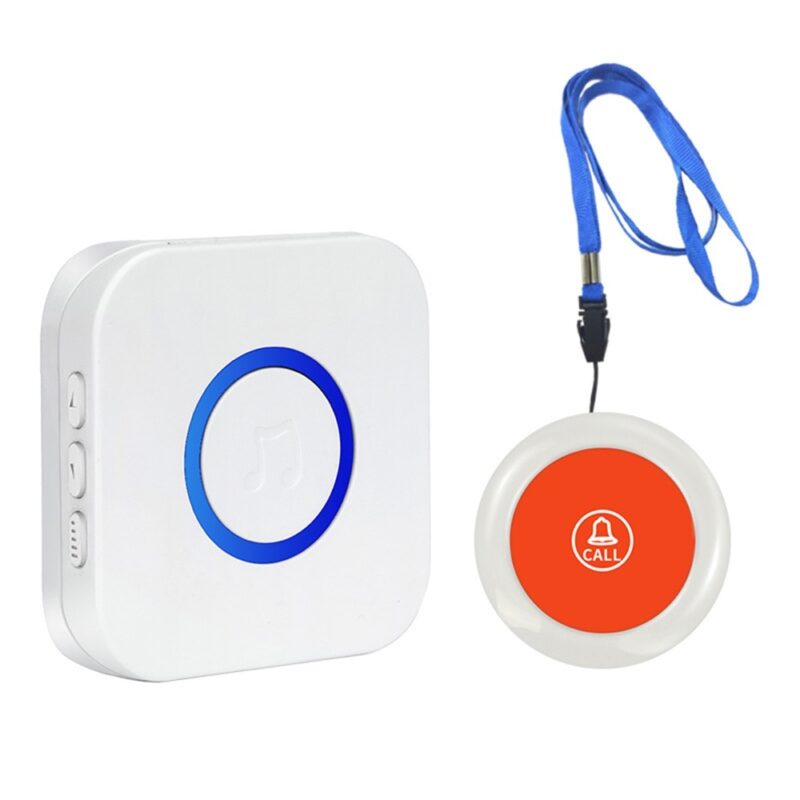 Buton de apel de urgenta Tovbmup, wireless, alb, distanta de receptie 350m, dimensiuni 72x72x14mm