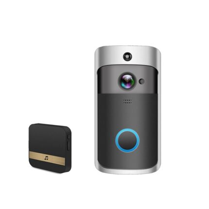 Sonerie si camera video Pro Dogfish 720P, Wireless, Card de 32 GB TF, IP55, Unghi de 160º, Gri