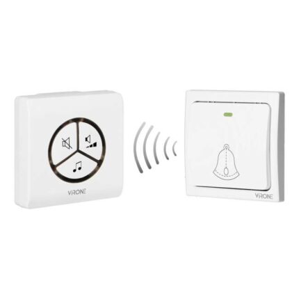 Sonerie wireless Wayo AC, Orno, Buton fara baterie, Sistem invatare, 25 tonuri, 80 m, Alb