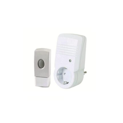 Sonerie fara fir Home DB 442, alimentare sonerie la priza, distanta max. 100 m, potentiometru, Alba